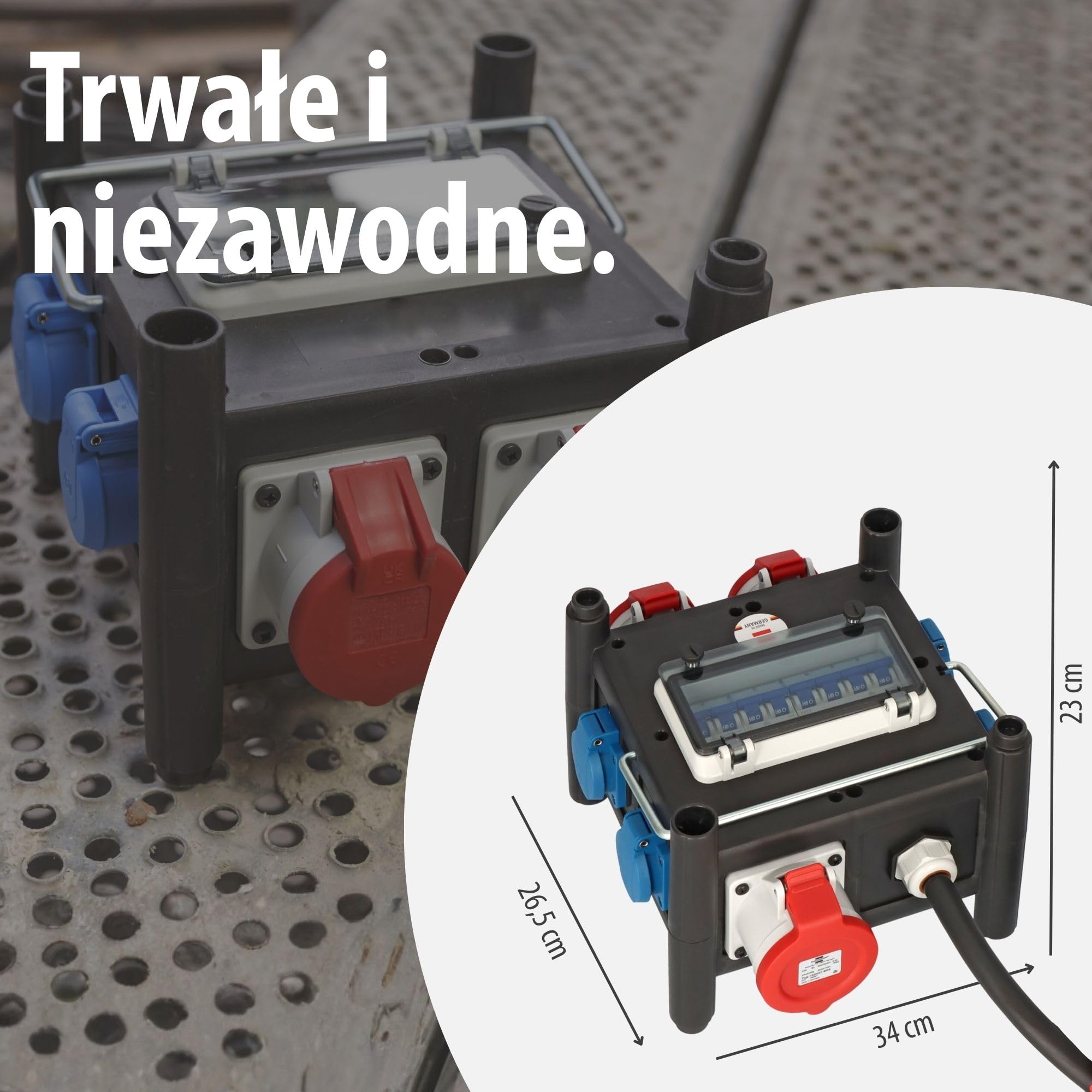 Brennenstuhl kompaktowy gumowy rozdzielacz mocy (kabel 2 m, 2xCEE 400V/16A, 1x CEE 400V/32A, 4x 230V/16A, do stałego użytku na zewnątrz, Made in Germany)
