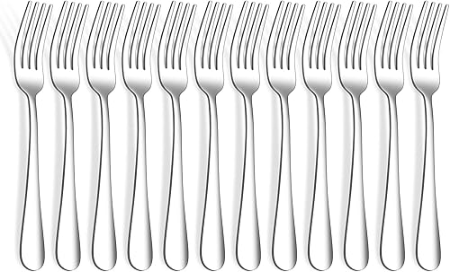 ENLOY - Juego de 12 tenedores de acero inoxidable de grado alimenticio, de 8 pulgadas, tenedores de mesa, tenedores de cubiertos, tenedores de