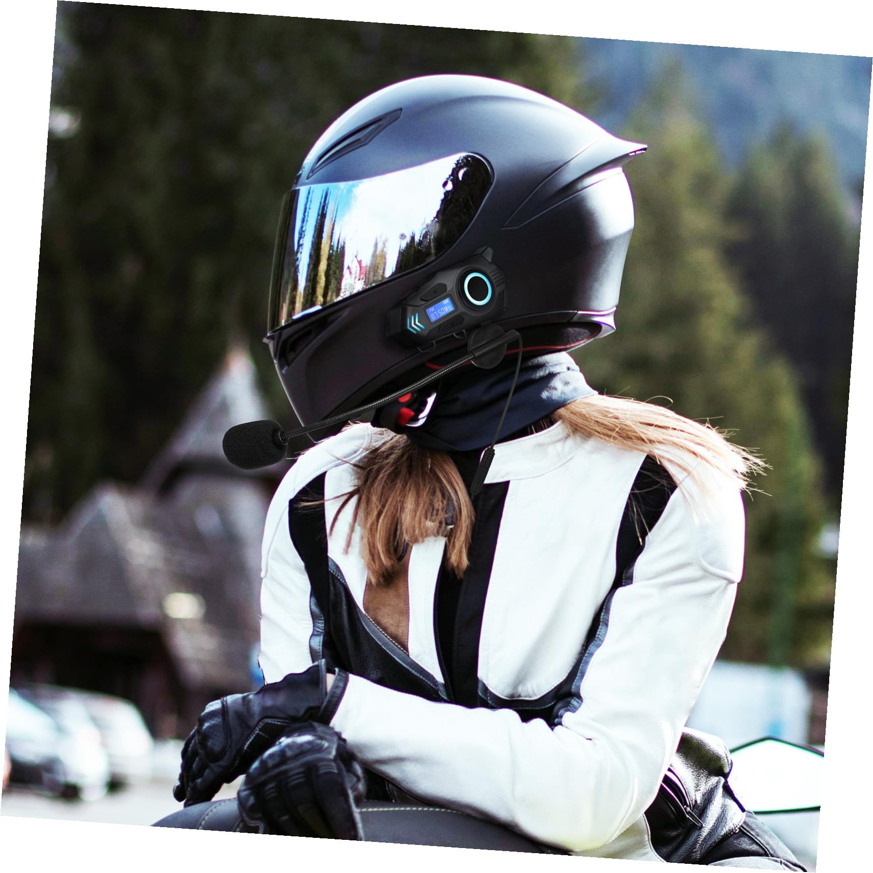 SHINEOFI Auricolare Moto Wireless 6.0 per Casco con Microfono, Ip65, 800mah, Comfort Ergonomico per Escursioni Motociclistiche Quotidiane