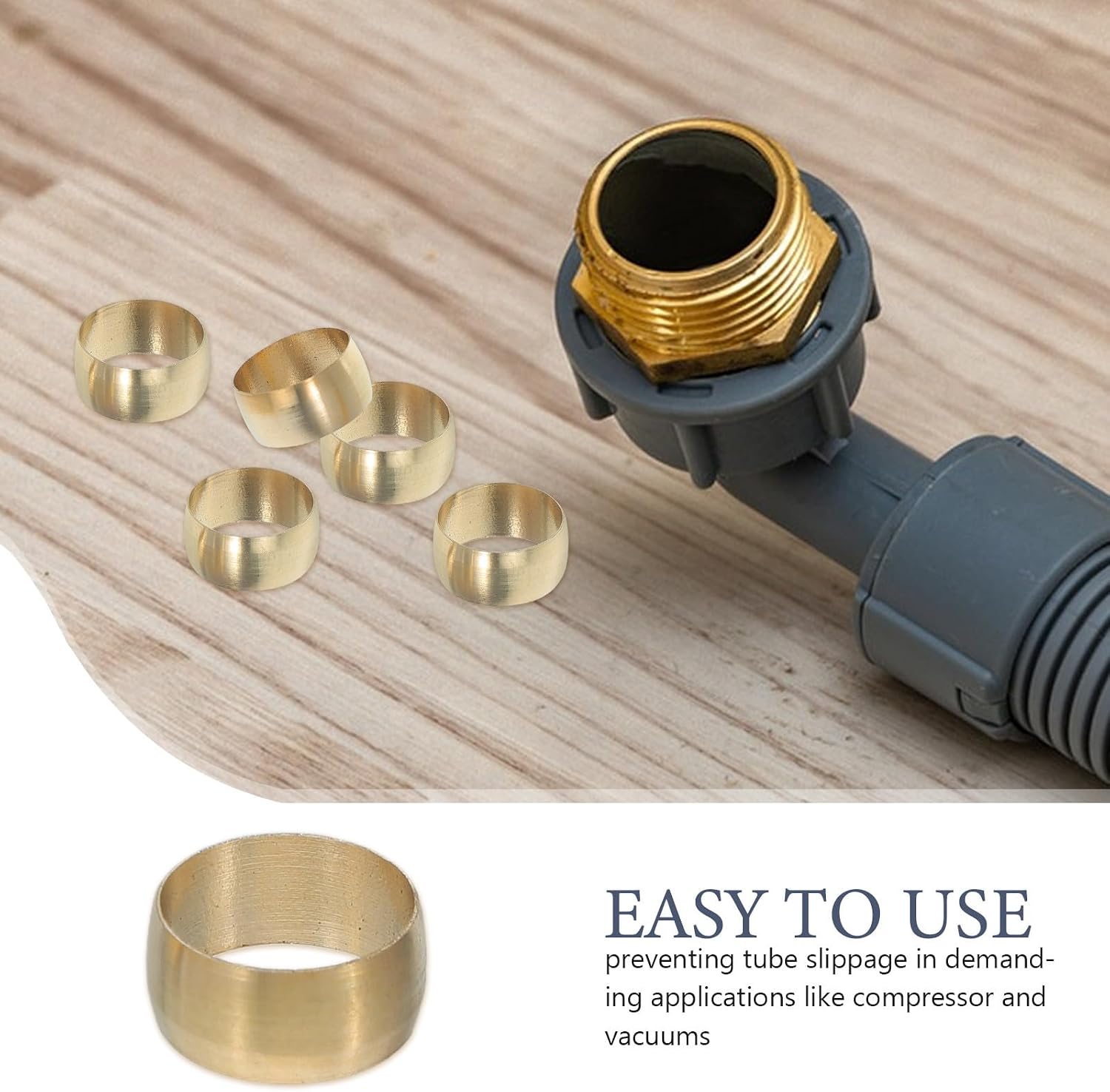 50pcs Compression Fittings for Pipe - Leakproof Brass Tube Fittings - Compression Ferrules Sleeves - Air Brake Line Connectors for Plumbing and DIY Projects