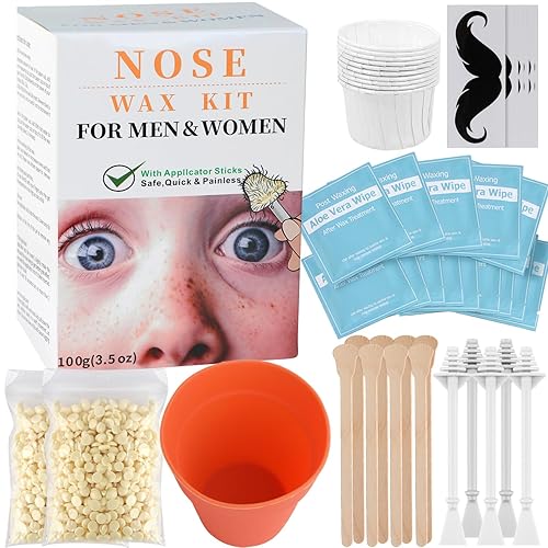 Miniatura 9 de Depilación de nariz de CoFashion cera de 176oz kit de cera de nariz para hombres kit de depilación de oreja con 20 aplicadores 10 veces kit de