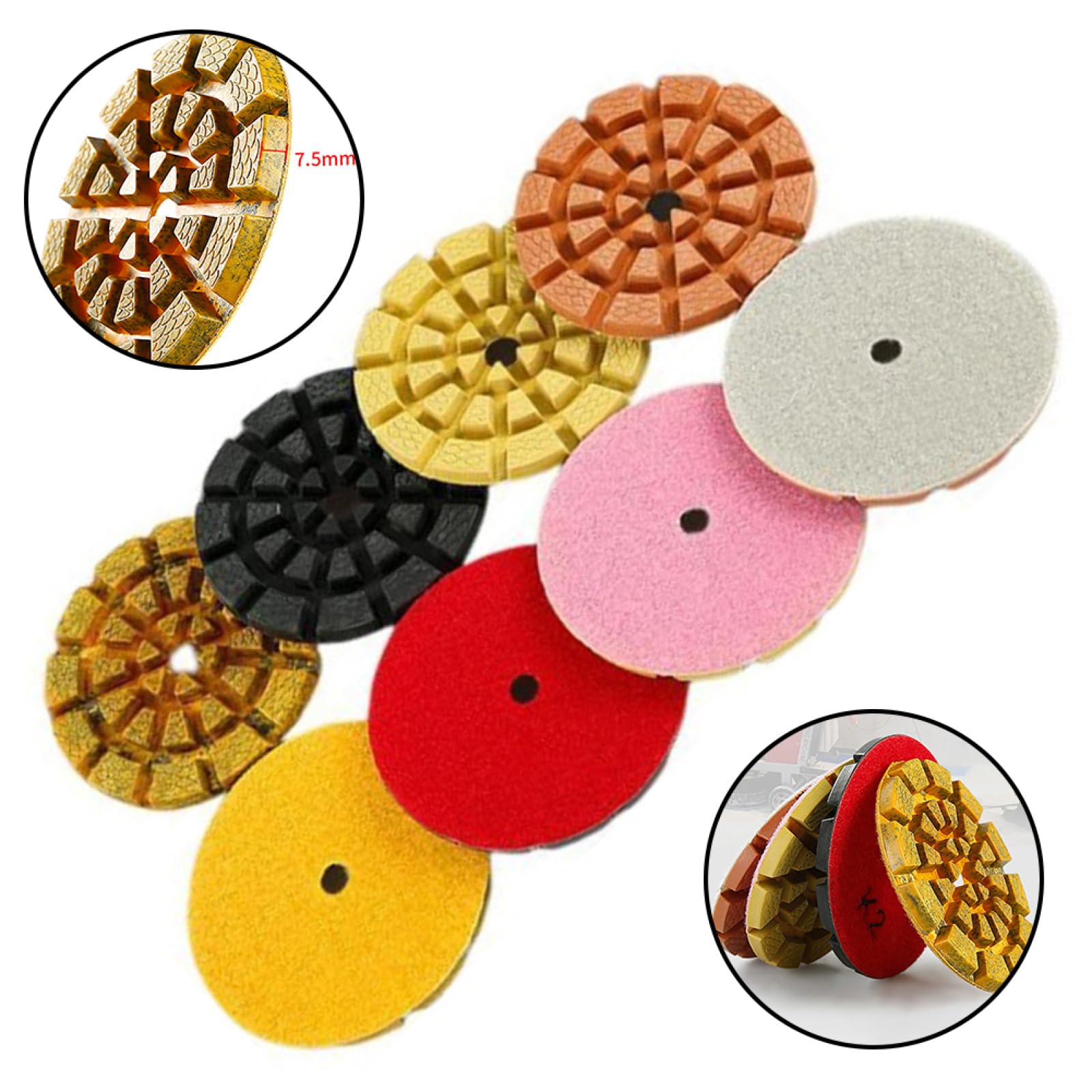 dischi, polveri, mulini ad angolo, Tamponi for lucidatura a secco diamantati, mole for lucidatura in lana, mole for smerigliatrice angolare, dischi in feltro for metallo, marmo, ceramica, levigatura