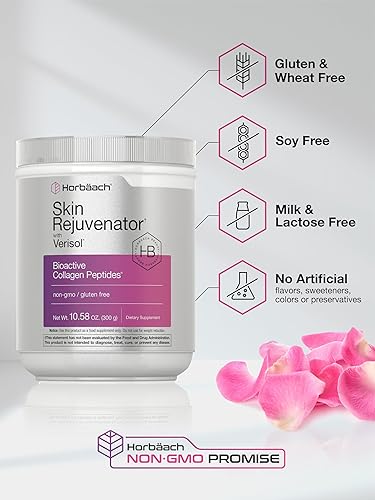 Miniatura 5 de Horbäach Rejuvenecedor de piel con Verisol 10.58 oz | Polvo de péptido de colágeno bioactivo | Tipos I y III | Suplemento sin OMG, sin gluten