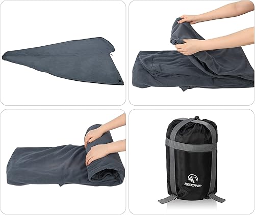 Miniatura 4 de REDCAMP Forro polar para saco de dormir Mummy con capucha, ideal para adultos, clima cálido o frío, 90 pulgadas de largo, tamaño completo, con