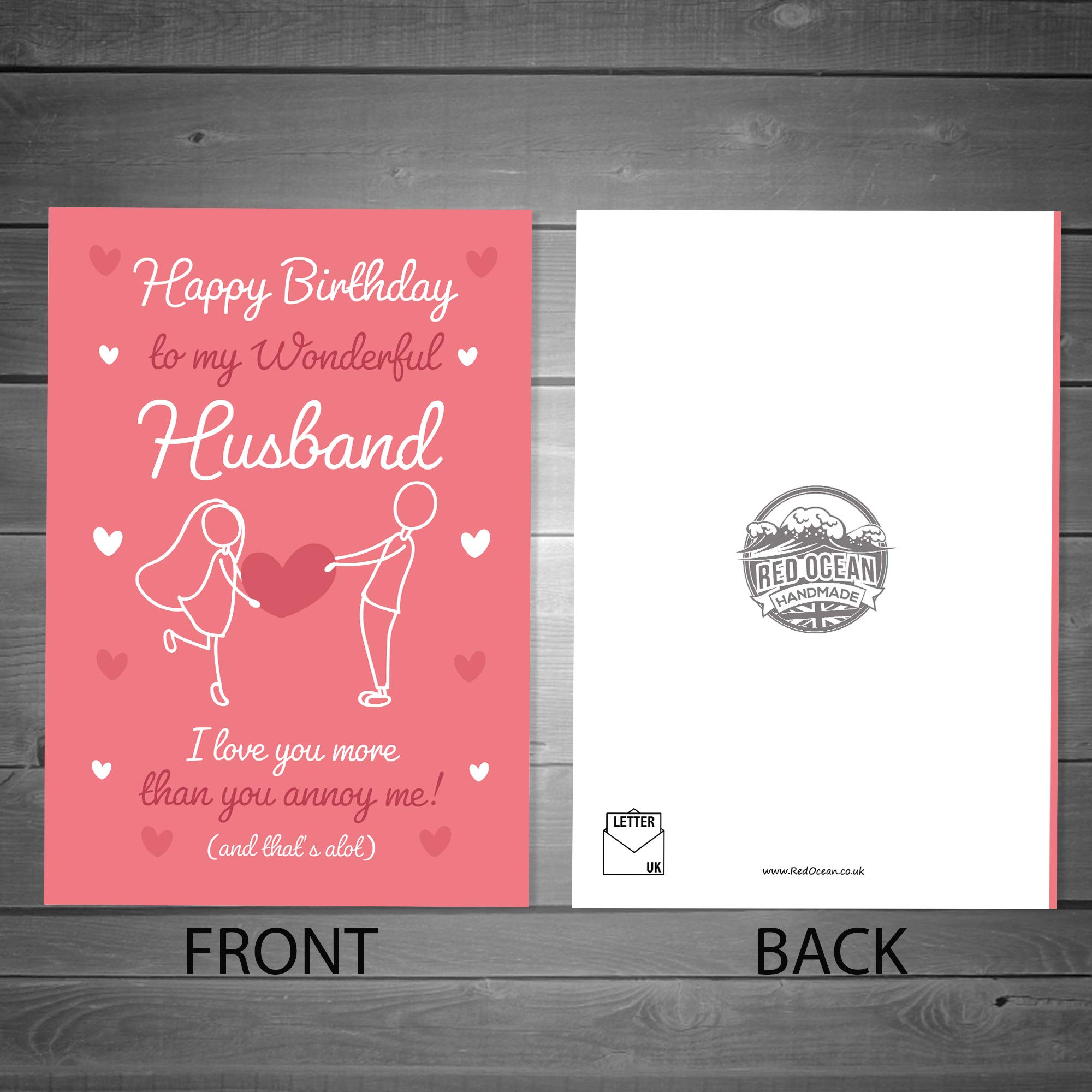 RED OCEAN Biglietto Di Anniversario Divertente - 'I Put Up With You' - Cartolina Fatta A Mano Con Busta Per Lui/Lei, San Valentino, Fidanzati, Marito E Moglie
