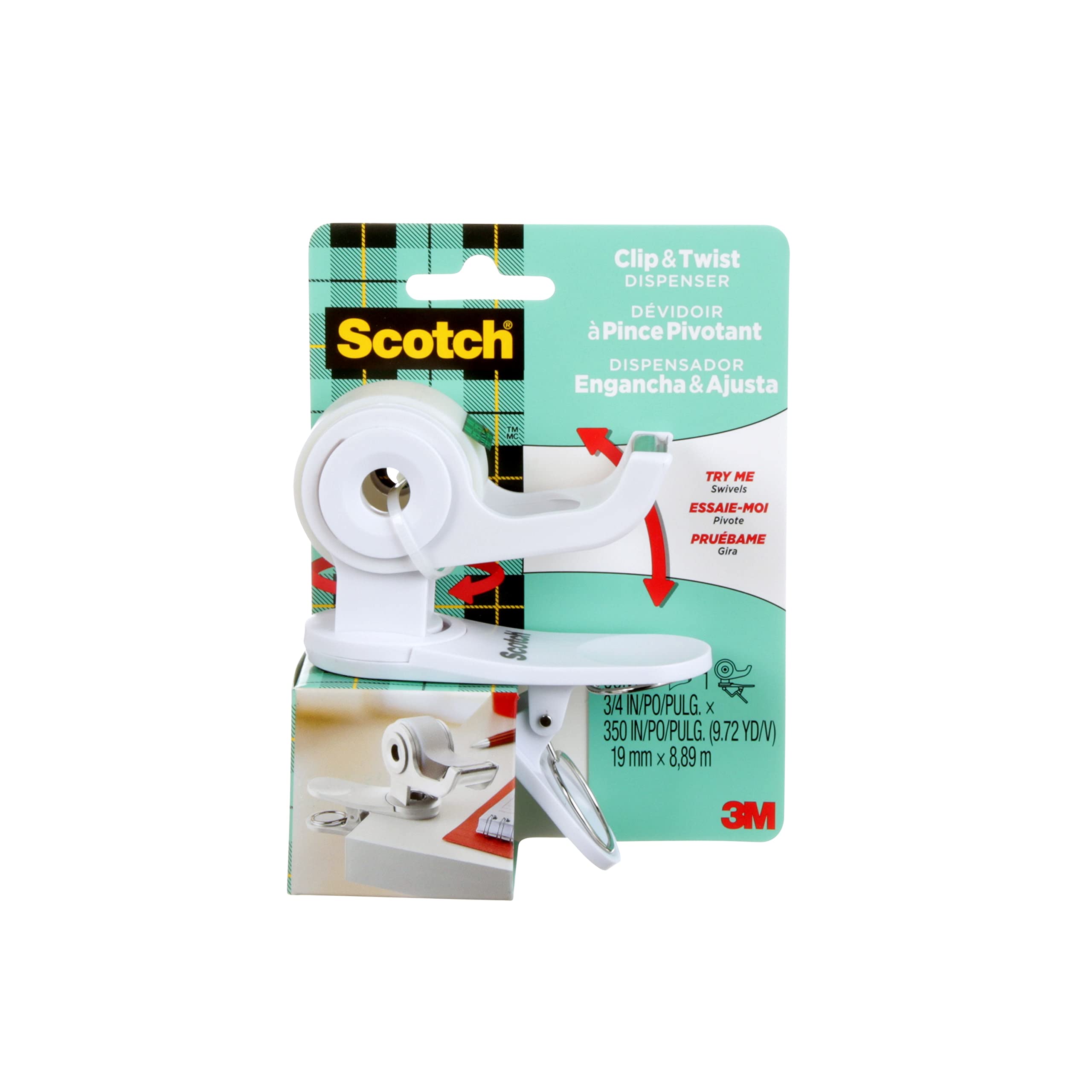 Scotch® Desktop Tape Dispenser C19-CLIP-SR-W, 1 Dispenser image 3