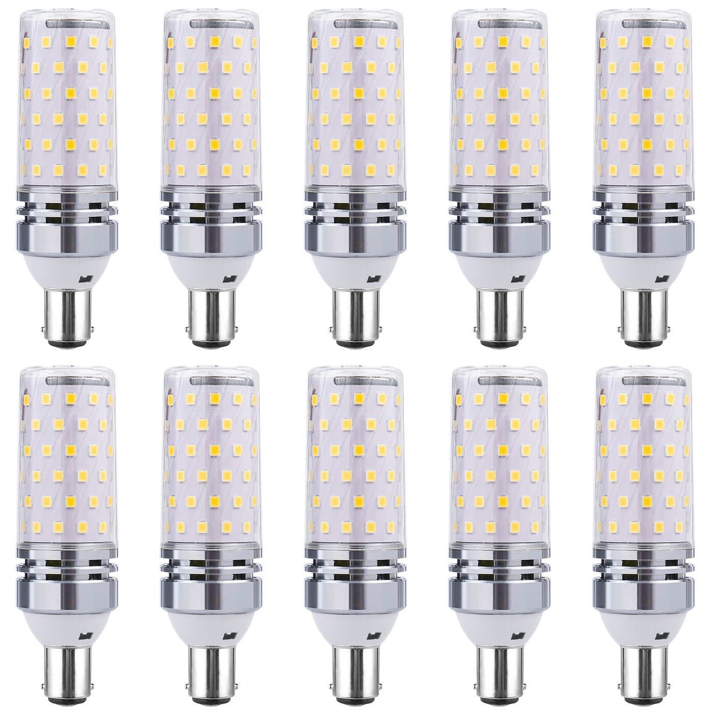RYTM 10-Pack LED Bulbs B15 Dual Contact Bayonet Base Corn Light Bulb 16W 1100LM 160 Watt Equivalent 3000K