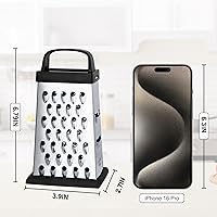 Vista 2 de Cheese Grater, Mini Size 4-Sided Stainless Steel Grater, Food Shredder for Cheese, Parmesan, Vegetable, Dishwasher Safe, Black