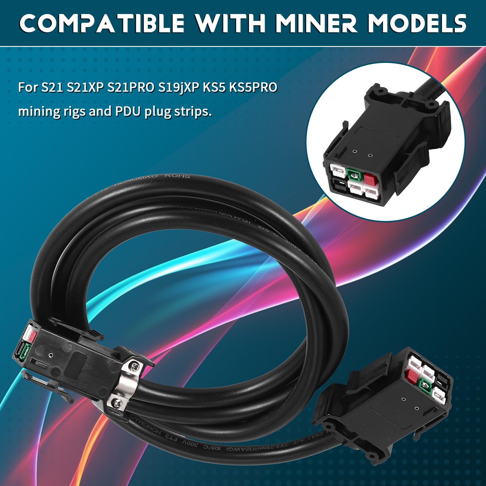 Cavo Alimentazione C20 A P13 1,5m 15A 250V Per Miner Bitmain Antminer S21, S19j XP, S21Pro, L9 E Piattaforme PDU - 2