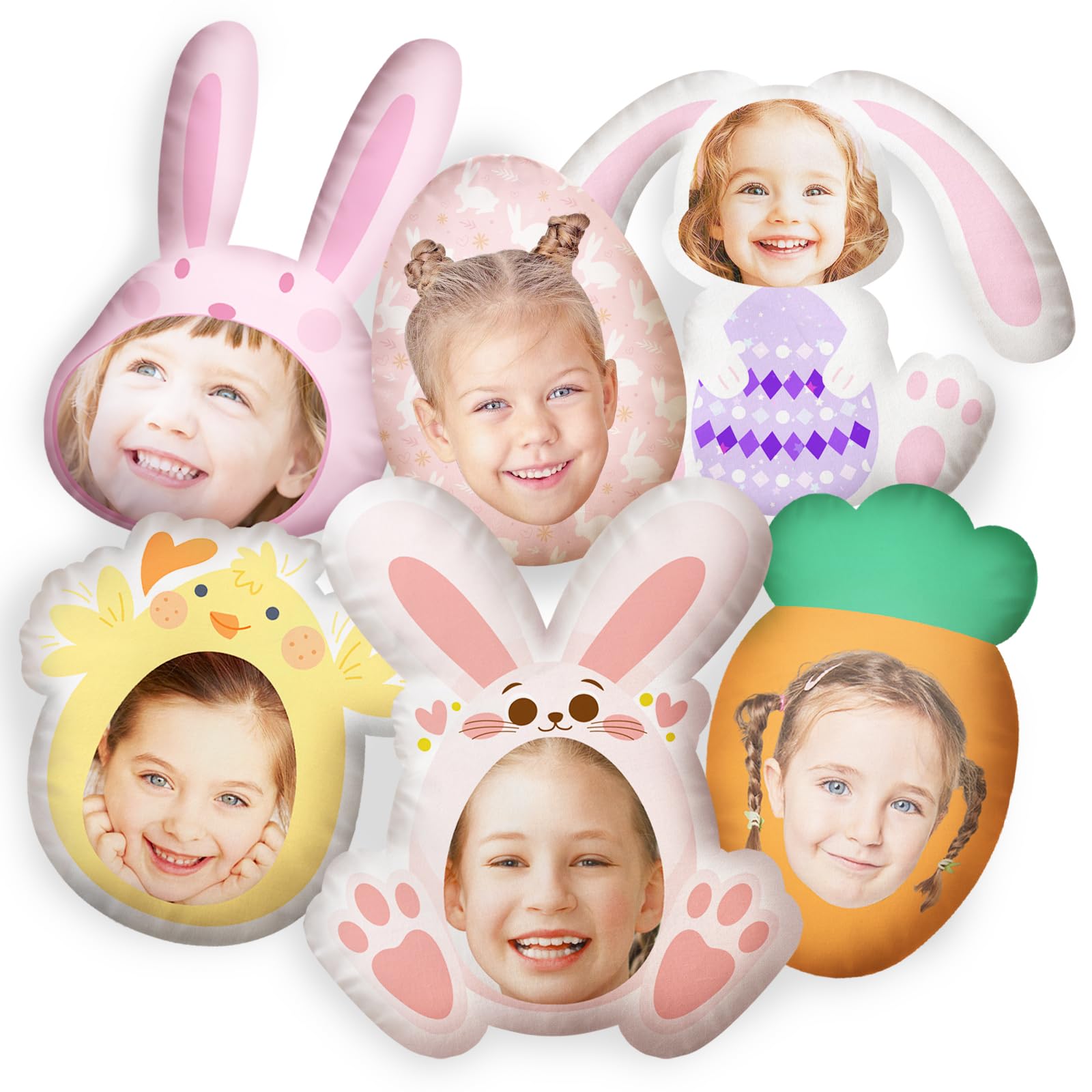 Spricoz Custom Easter Pillows with Picture - Easter Gifts for Kids - Cute Easter Decorations for Home - Happy Easter Eggs Bunny Carrot Shape Pillows