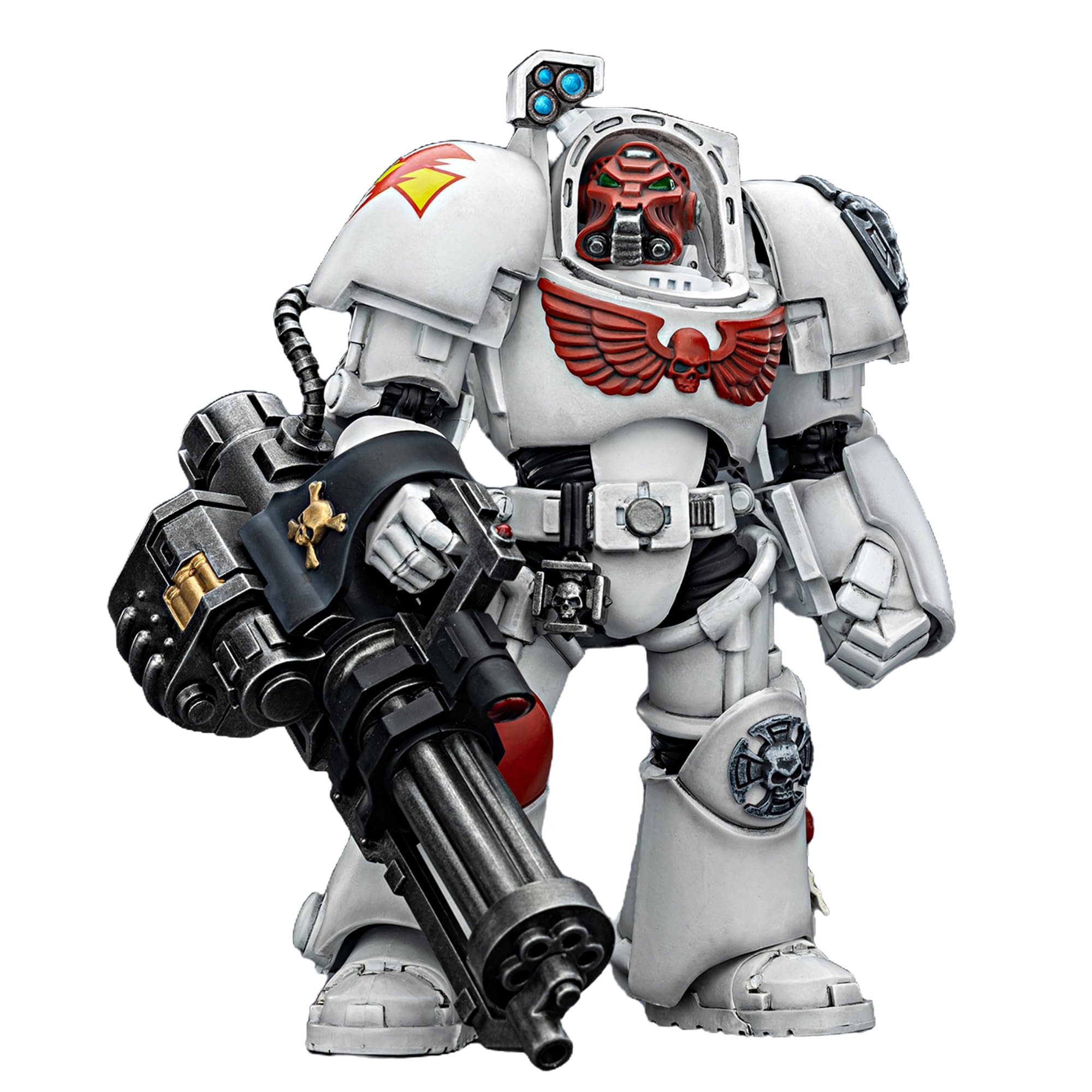 TOYVERSE Joytoy 1/18 Action Figure Warhammer 40,000, White Scars Terminator 3 with Power Fist and Assault Cannon, Mobile Joints Character Model, 14.3 cm, 15 Years and Above