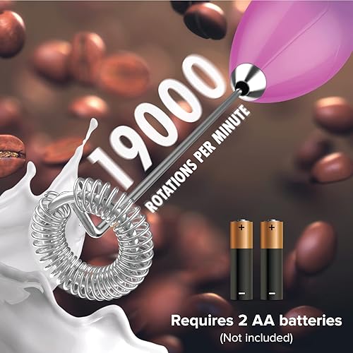 Vista 121 de PowerLix - Vaporizador de leche, portátil, funciona con pilas, hace espuma para café, latte, capuchino, chocolate caliente; batidor de bebidas