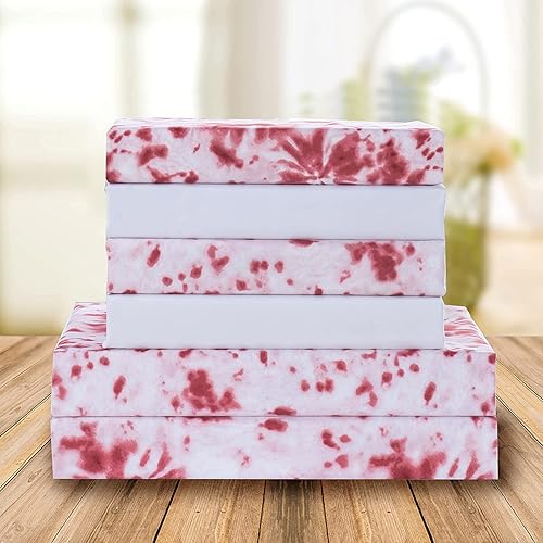 Miniatura 2 de Elegant Comfort Aria - Juego de sábanas de microfibra con teñido anudado en espiral de 6 piezas, suave, resistente a la decoloración y a las