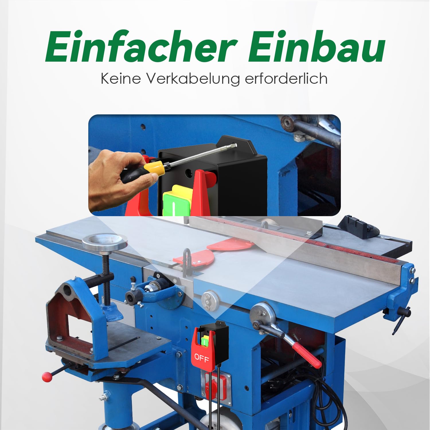 Interrupteur d'arrêt d'urgence 18 A 220 V-230 V, 150 cm monophasé pour table de fraisage et autres, convient pour la maison, l'atelier, le bricolage, interrupteur de machine pour un