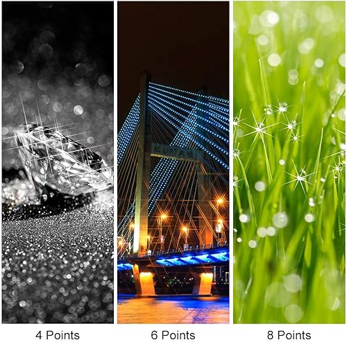 Miniatura 5 de Filtro de estrella de 2.165 in, 4 piezas de filtro de lente Starburst (4 puntos, 6 puntos, 8 puntos, 12 puntos) con tapa de lente central para Canon