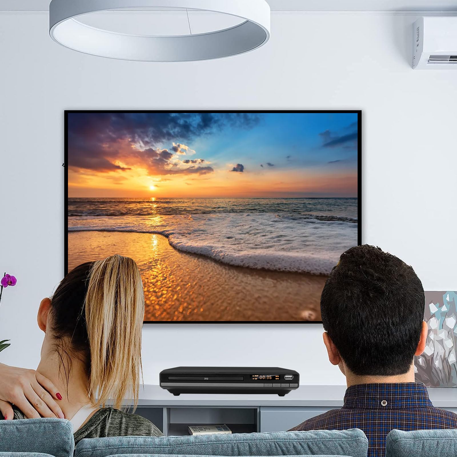 Kompakt HD DVD Player für TV HDMI AV Ausgang mit Kabel Enthalten, 1080P DVD-CD-Player mit USB Eingang, Alle Regionen Frei, Fehler Korrektur, Integriertes PAL NTSC-System (Schwarz DVD-168)