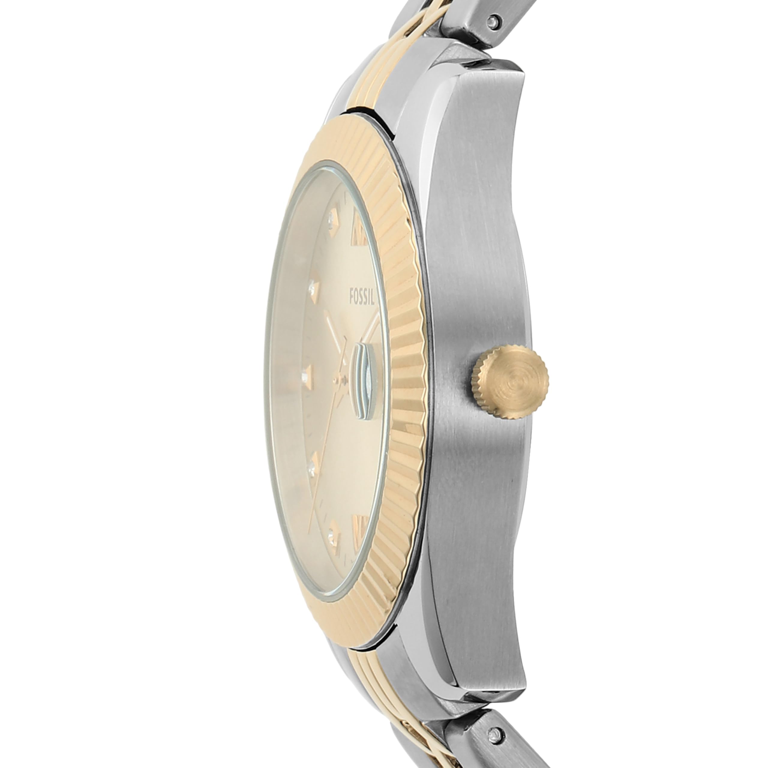 Fossil Orologio Scarlette da donna, 38 mm Movimento al quarzo con data a tre lancette e cinturino in acciaio inossidabile
