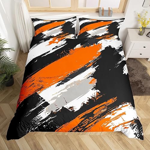 Miniatura 14 de Juego de funda de edredón de tamaño matrimonial, diseño de flores retro, acuarela amarilla, hojas verdes, con 2 fundas de almohada, 3 piezas, 70,