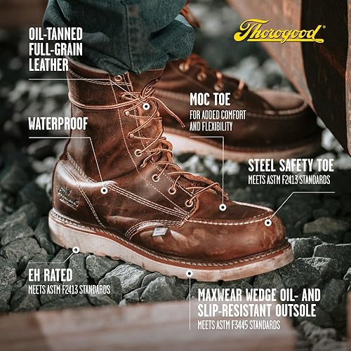 Miniatura 4 de Thorogood American Heritage - Botas con punta de seguridad para hombre (8 pulgadas)