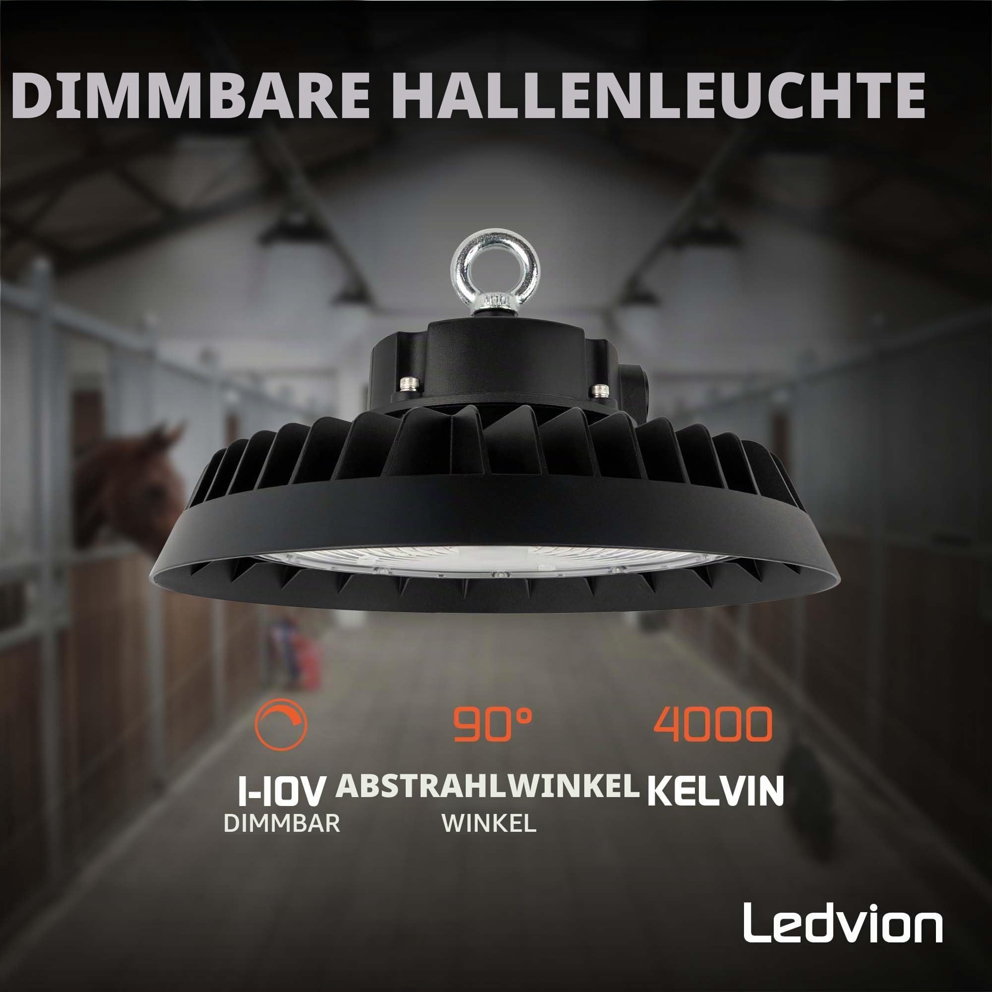 Ledvion LED Hallenstrahler 200-180-160W 185lm/W 4000K Dimmbar IP65