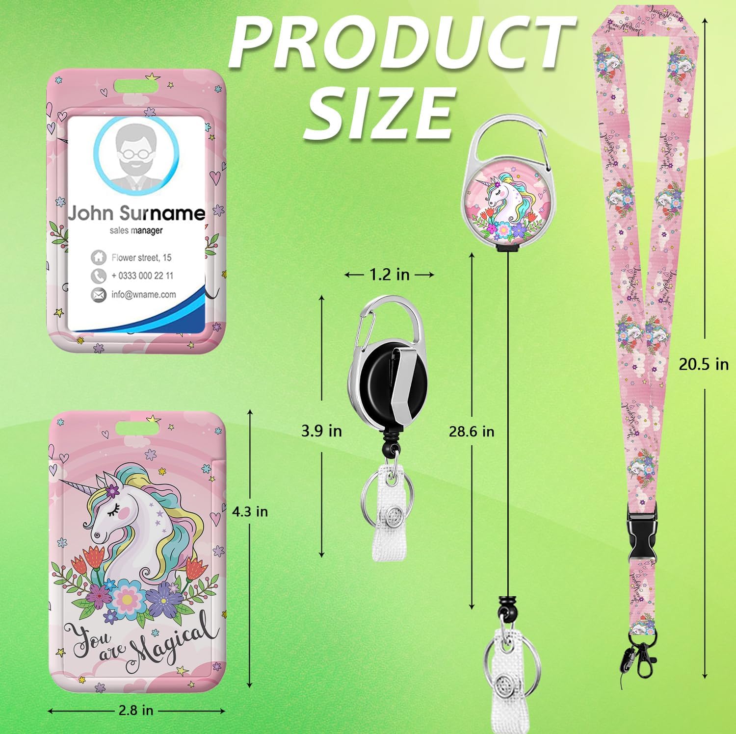 Cute Unicorn Magical Badge Holder Reel Lanyard, ID Card Badge Holder Retractable Name Tag Clips, Funny Nurse Teacher Office Student Gifts - Image 4