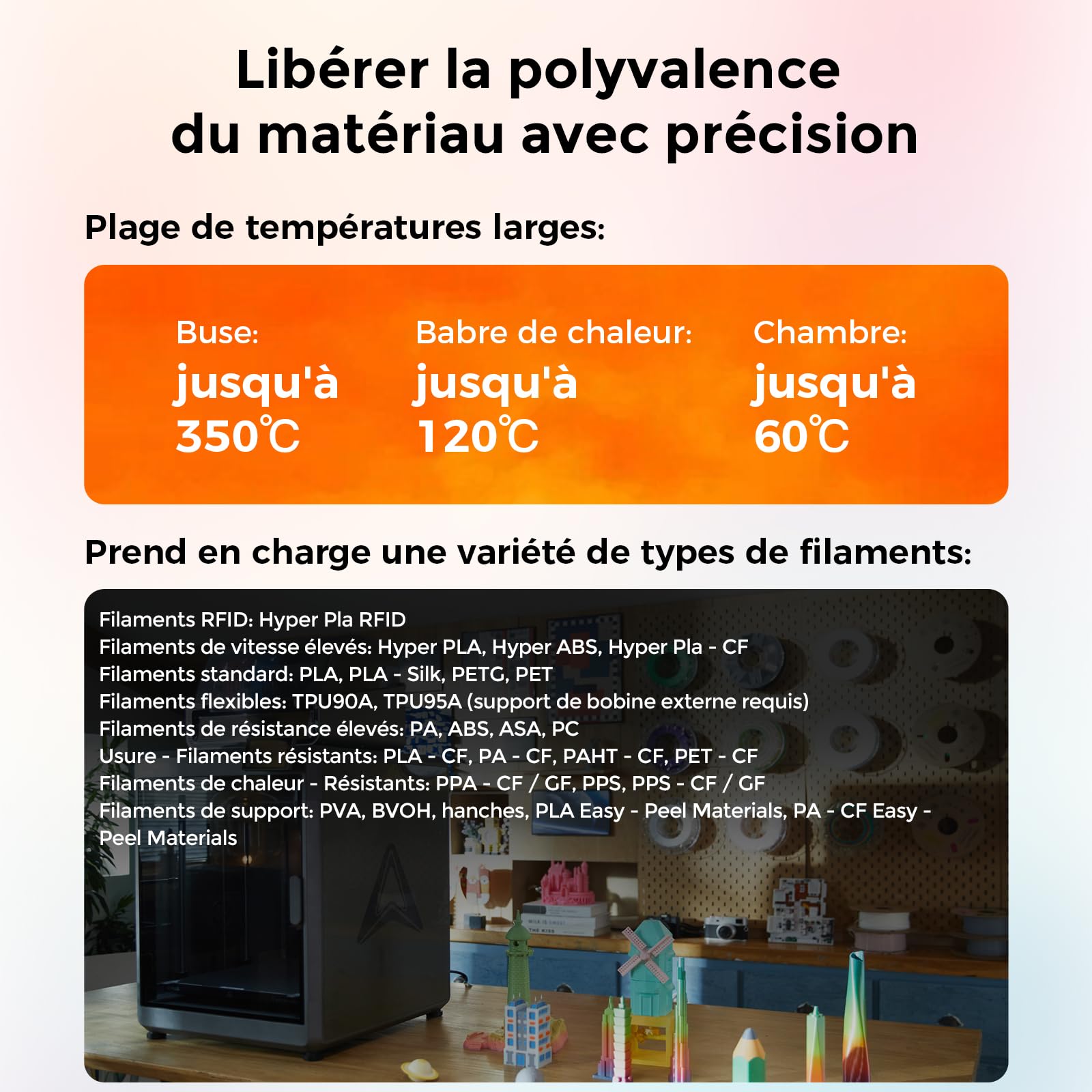 Imprimante 3D Creality K2 Plus Combo, Impression Multicolore avec CFS, Vitesse d'impression de 600 mm/s, extrudeuse à entraînement Direct Haute température 350 °C, 13,78 x 13,78 x 13,78 Pouces