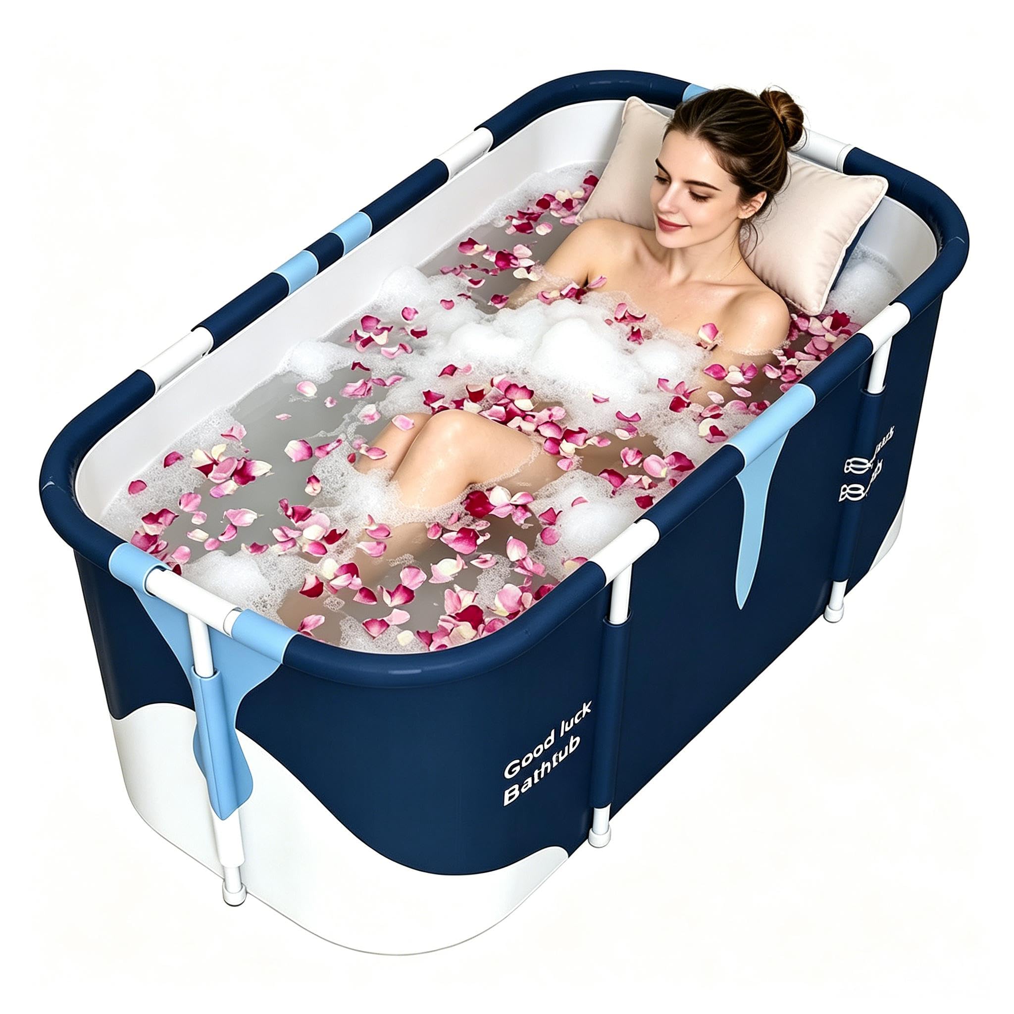 Baignoire pliable pour adulte de 55" - Baignoire mobile avec isolation et coussin confortable - Baignoire pliable pour adultes