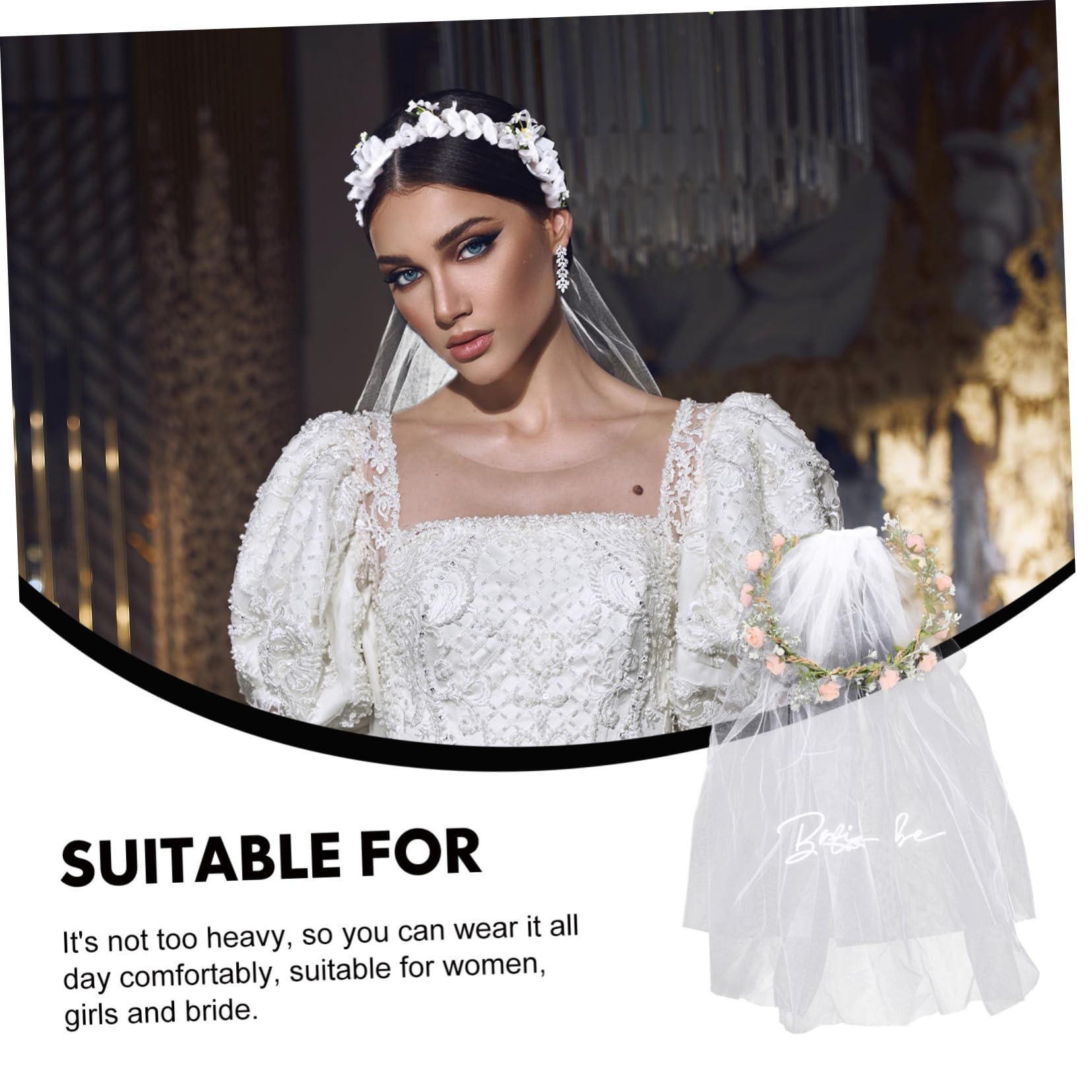 VICASKY 5 Pezzi Sposa con Fascia con Fiori Artificiali Accessorio per Matrimonio e Stabile per e Foto