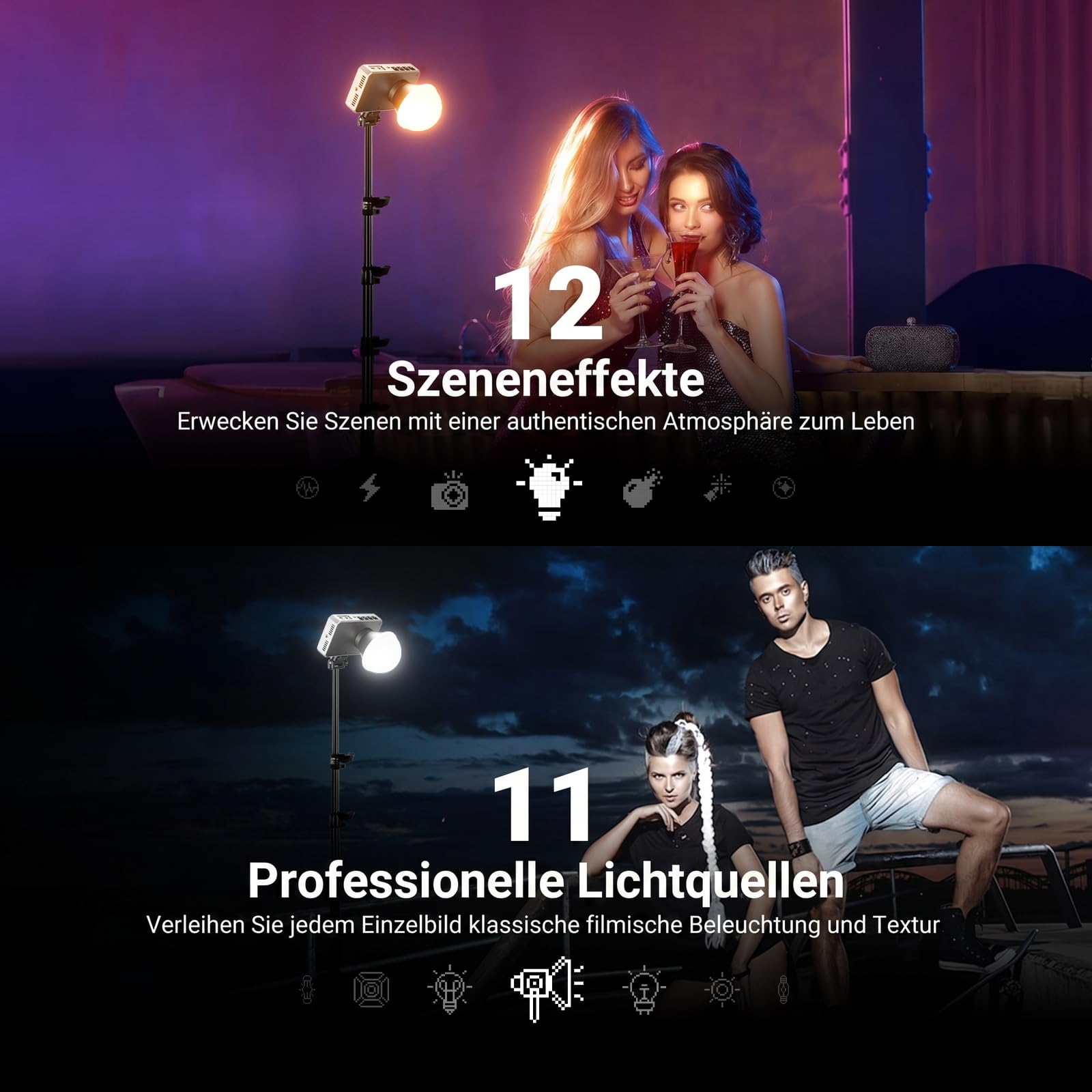 NEEWER 100W ultrakompaktes LED Videolicht mit App und Panel Steuerung, bi farbige COB Videoleuchte im Taschenformat mit konstanter Lichtleistung, 4 Dimmkurven, 2700K–6500K, CRI 96+, FS100B