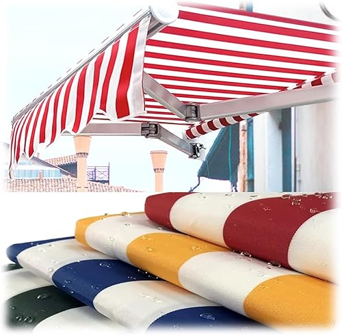 Toldo de repuesto para patio, 40 tamaños, tela de repuesto para toldo, 100% poliéster, cubierta para patio, terraza, balcón, protección UV, rayas