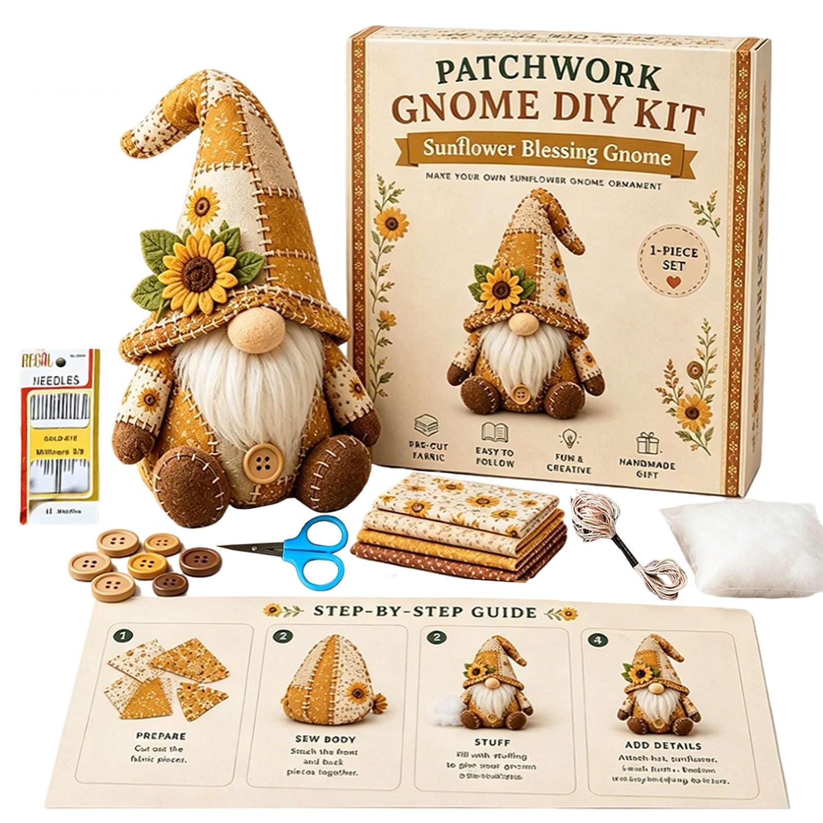 DIY Patchwork Animal Kit โ Create Your Own Adorable Animals,Christmas Gnome DIY Patchwork Kit for Adults,Handmade Adult Craft Kits,3D Sewing Project for Adults & Beginners Home Decor Projects Gift