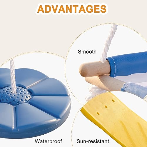 Miniatura 4 de ROBUD Juegos de columpios de madera 3 en 1 para patio trasero, juegos de columpios de bricolaje con columpio de árbol y 2 columpios para niños,