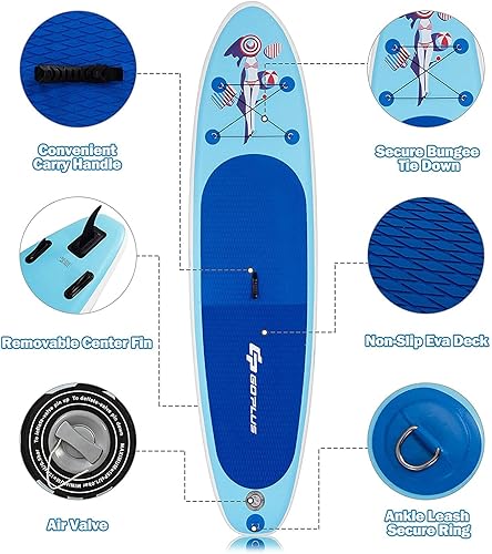 Miniatura 7 de AUGESTER Tabla de remo inflable ligera de 10 pies, tabla de yoga premium con accesorios SUP duraderos, con aletas, bolsa de transporte, cubierta
