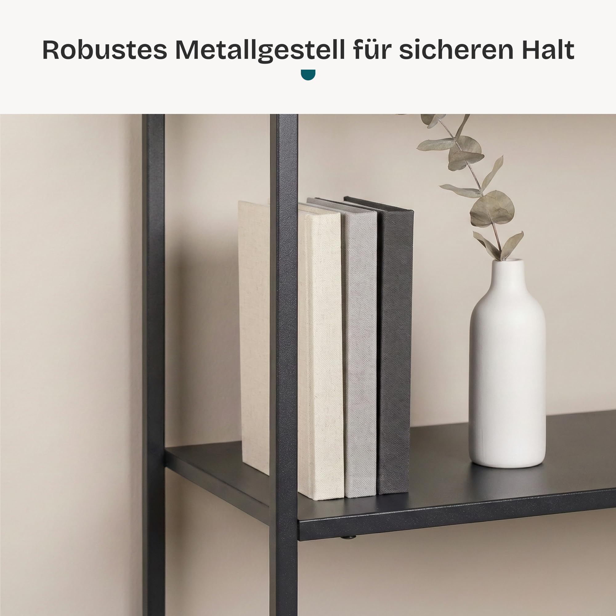 [en.casa] Standregal Isojoki Bücherregal Metallregal Wohnzimmer Schwarz Regal stehend 120 x 35 x 88 cm