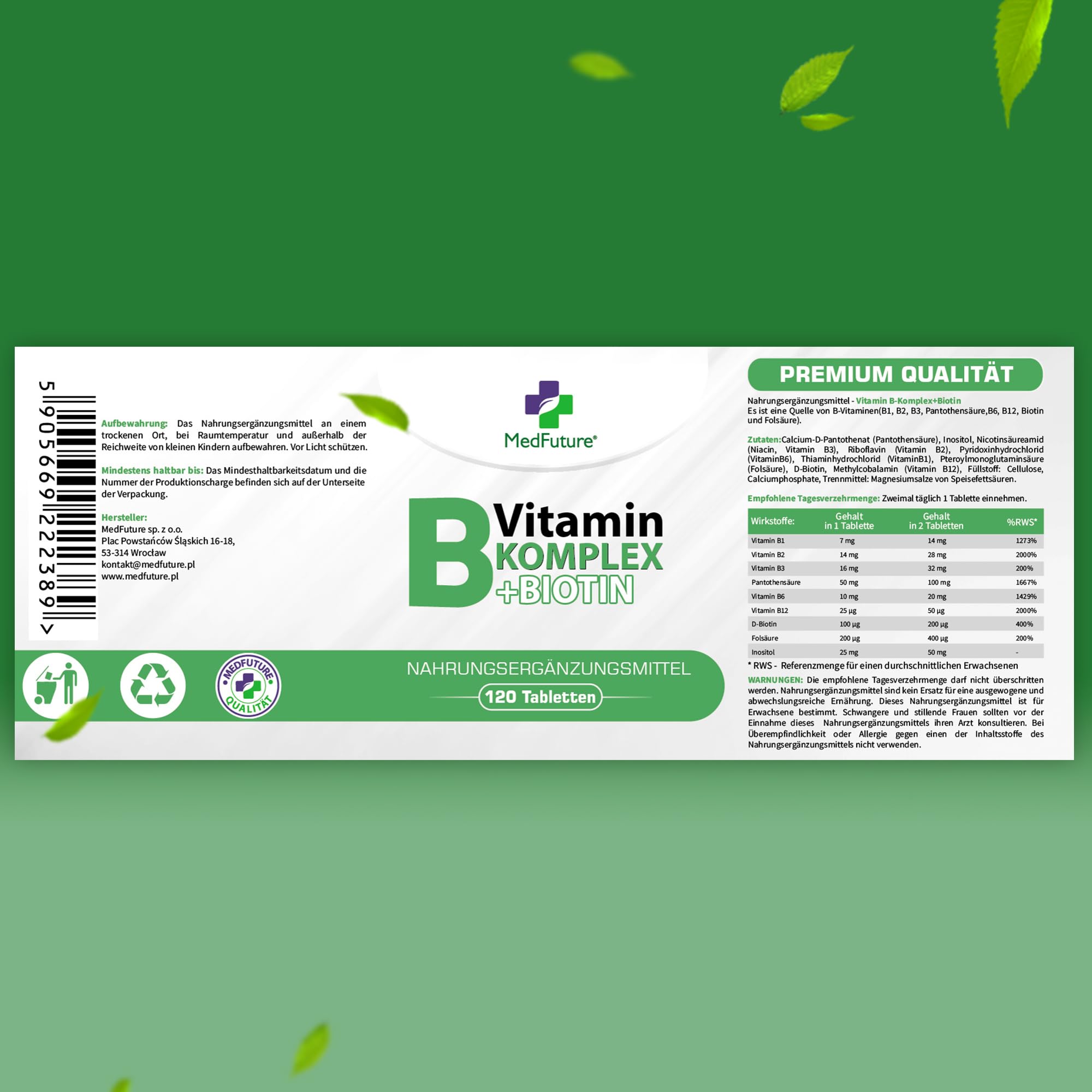 Medfuture WITAMINA B Complex Kompleks B1 B2 B3 B5 B6 B12 Biotyna