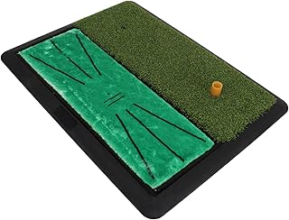 Oumefar Dual Turf Golf Hitting Mat, 2 in 1 Golf Hitting Mat Anti Slip Rubber Bottom Anti Strike Display Hitting Track for Leisure Entertainment