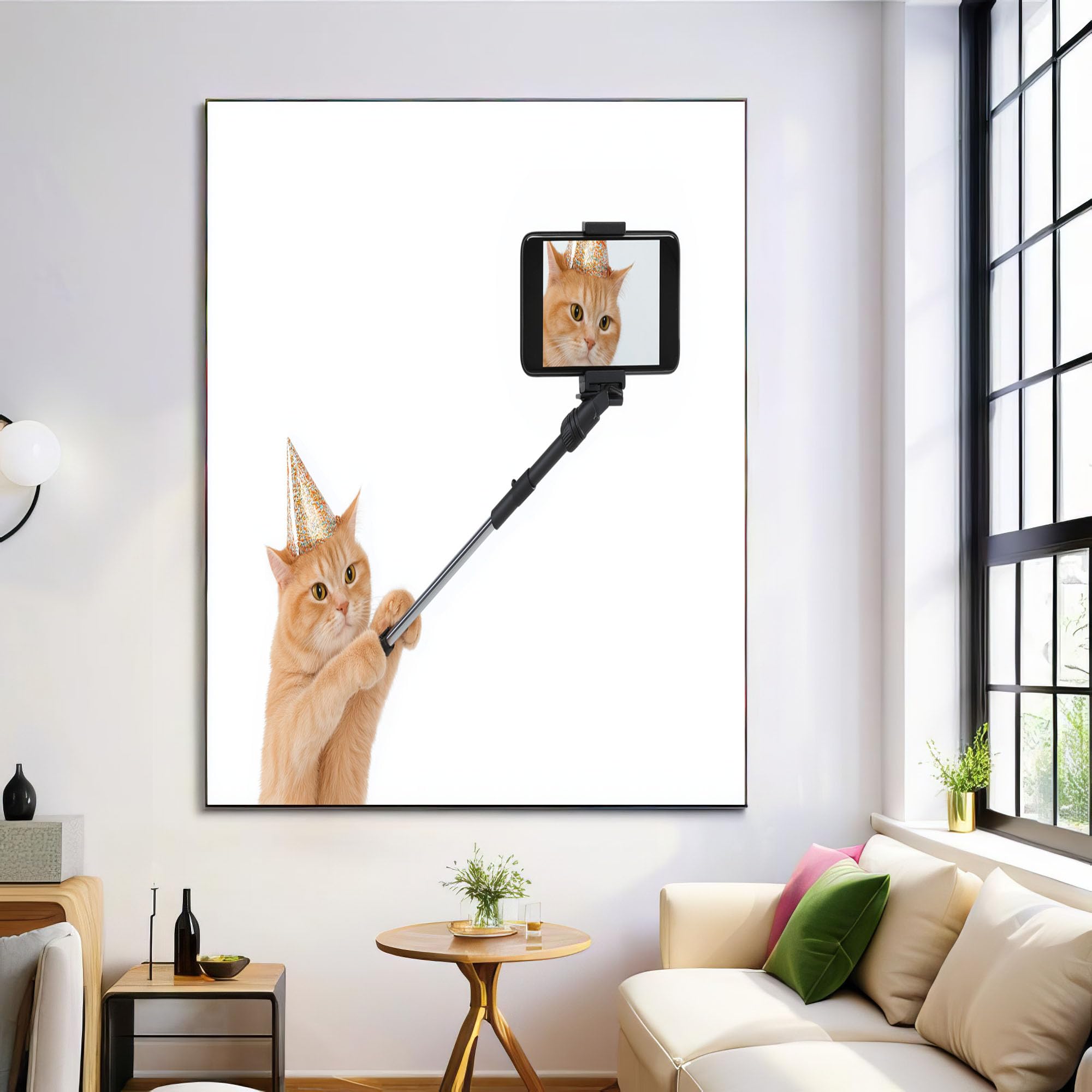 Pintura artística de gato en 3D: lienzo moderno naranja de 60x90cm 7