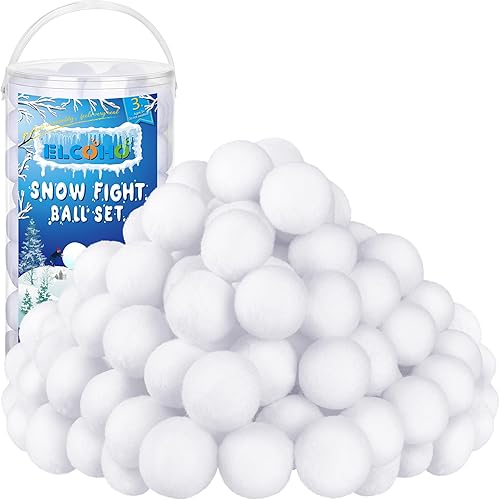 ELCOHO 100 bolas de nieve falsa de 2 pulgadas, bola de lanzamiento de nieve artificial, bola de lucha de nieve falsa de invierno, juguetes