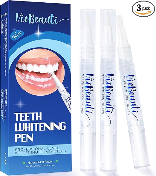 VieBeauti Teeth Whitening Pen (3 Pcs), 30+ Uses, Effective, Painless, No Sensitivity, Travel-Friendly, Easy to Use, Beautiful White Smile, Mint Flavor