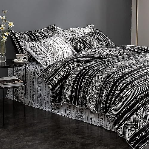 Miniatura 10 de iyoimono Juego de funda de edredón de Navidad, tamaño Queen, color rojo, blanco, Papá Noel, reno, muñeco de nieve, juego de ropa de cama para Año