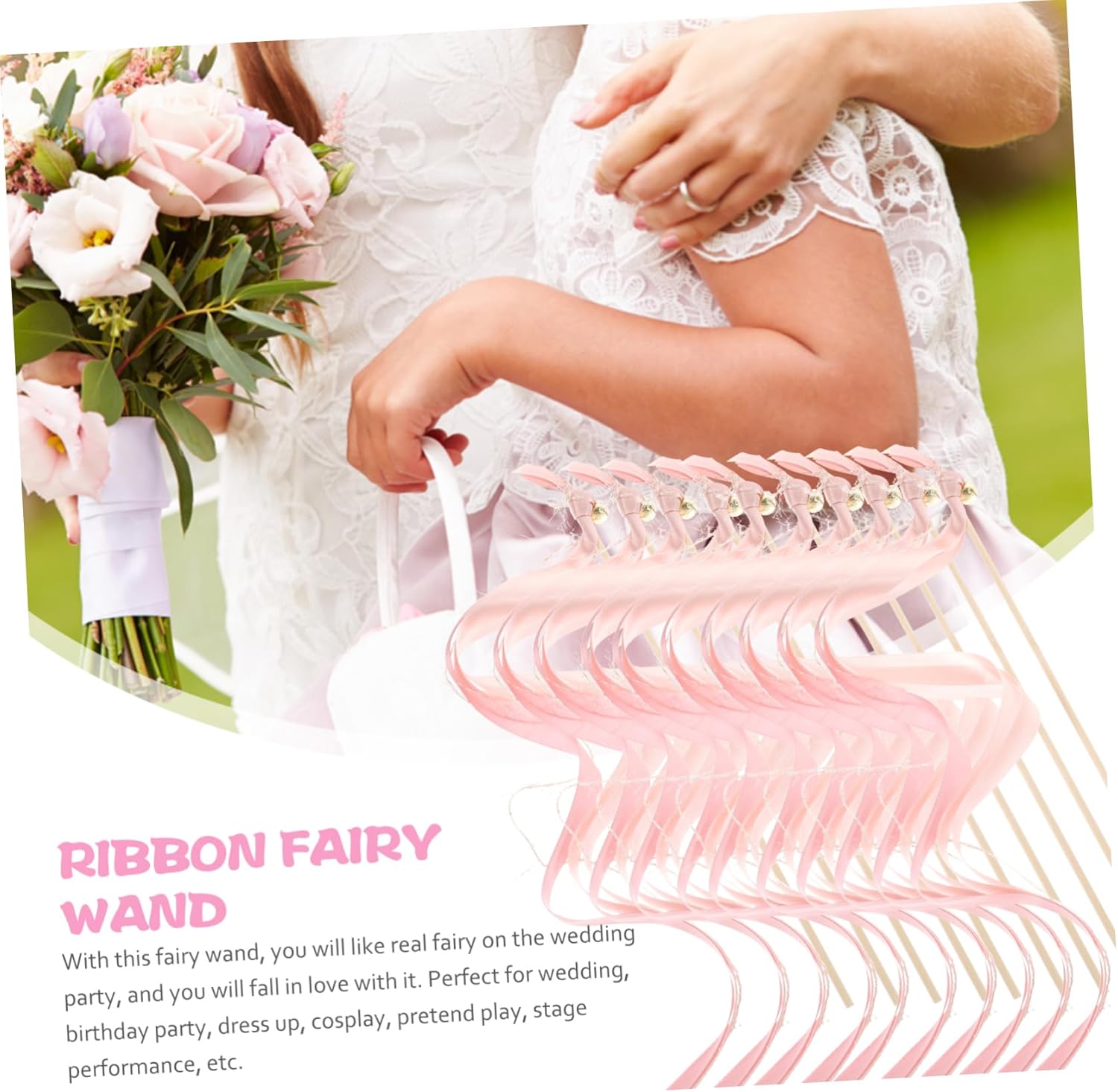 40pcs Wedding Fairy Wands Bells and Ribbons Decorative Streamers for Celebrations Bridal Showers and Anniversaries Safe and Craftsmanship