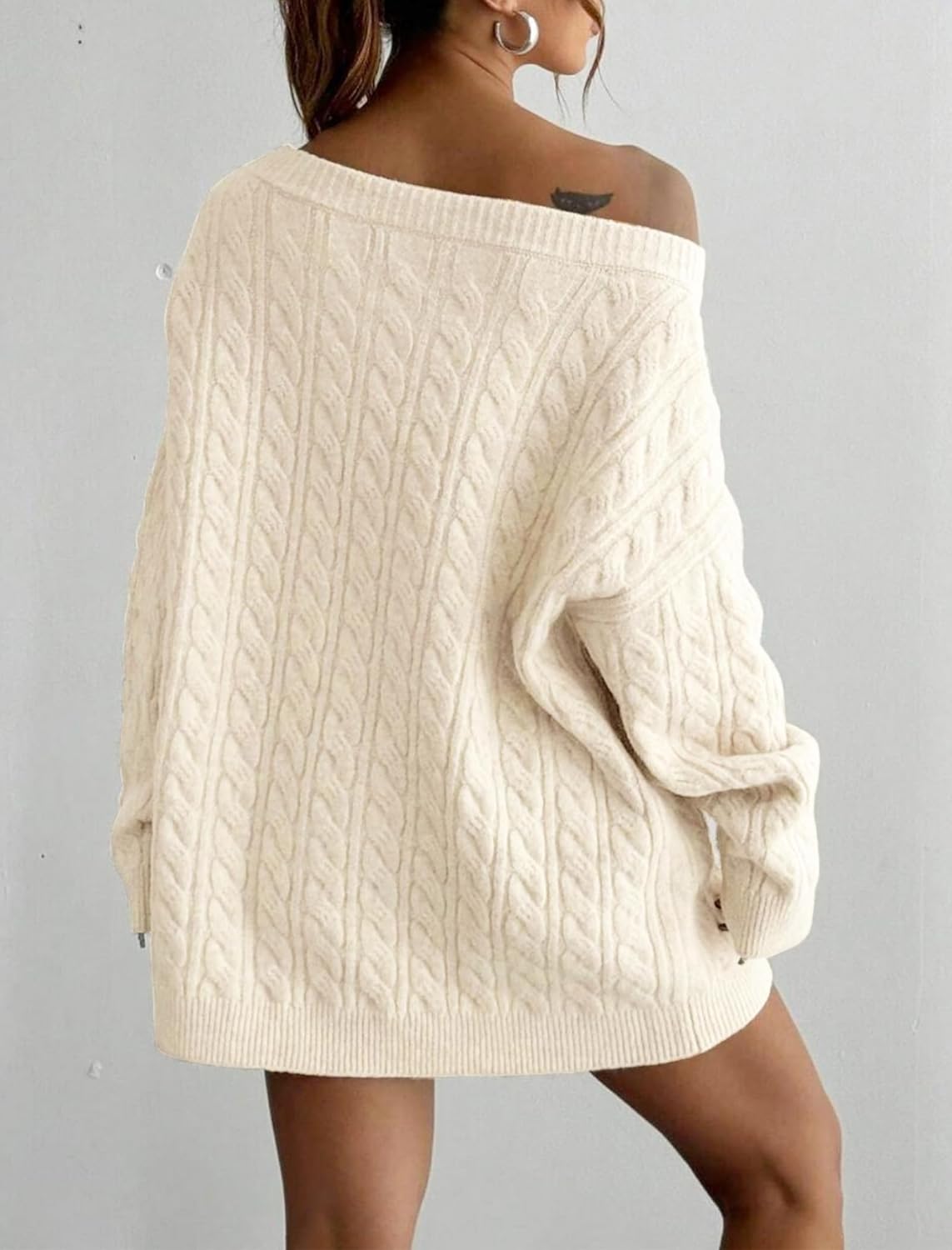 ZAFUL Women's Oversized Sweaters Cable Knit Casual Long Sleeve Crew Neck Sweaters Fall Winter Pullover Sweater 2025 - Image 2