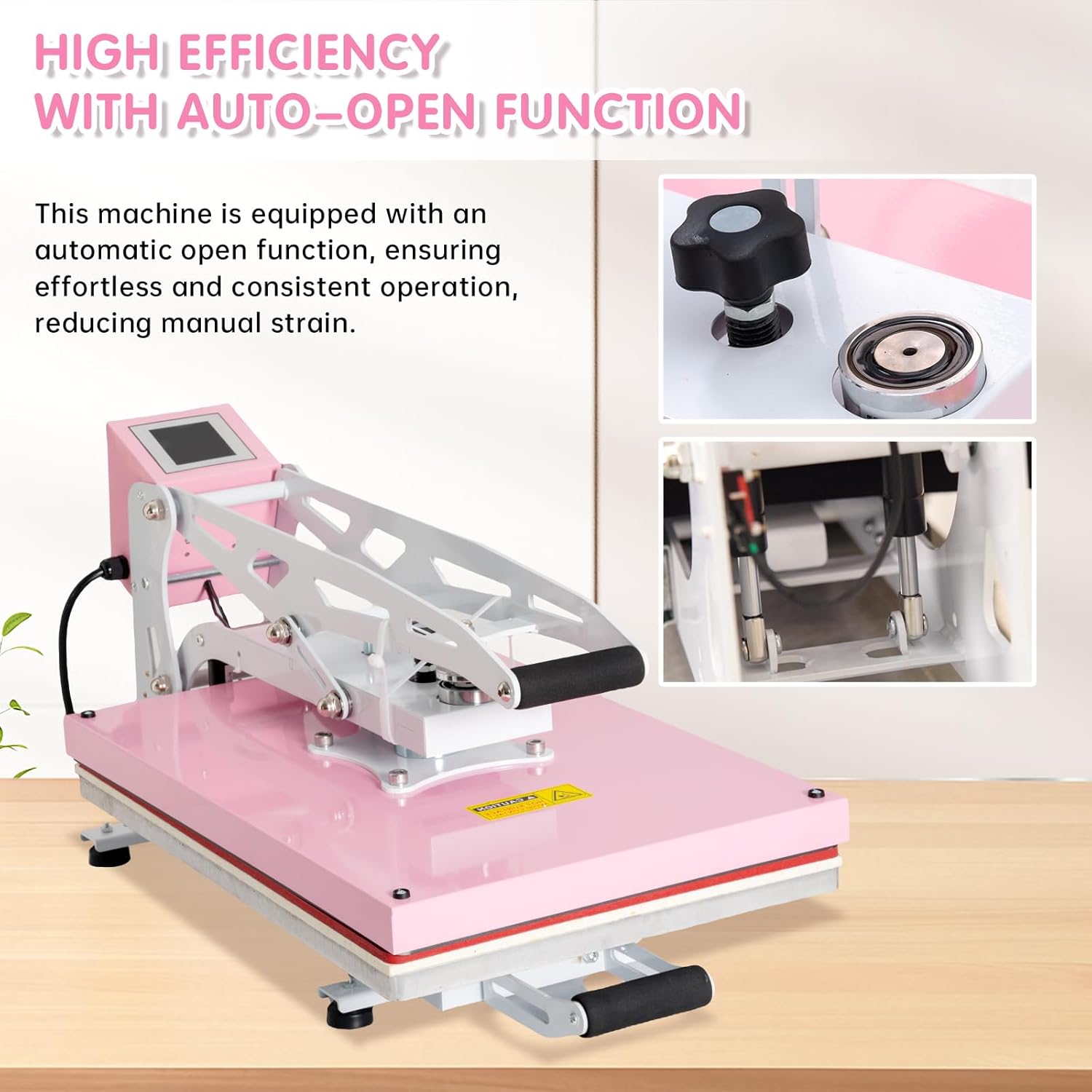 Heat Press Machine 16x24 Slide Out, Auto Open Semi Automatic Sublimation Transfer for T-Shirts, Bags, Ceramics (16x24 Auto Open Pink)