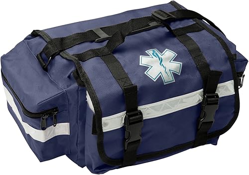 NOVAMEDIC Bolsa de primeros auxilios azul vacía profesional, 17 x 9 x 7 pulgadas, portador de primeros auxilios EMT para paramédicos y kit de