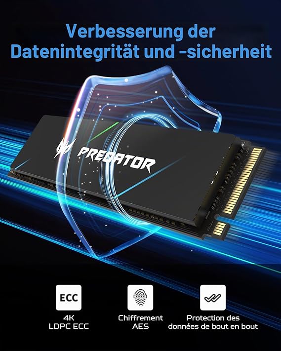 acer Predator GM7000 Gaming SSD 2TB - up to 7400 MB/s Read - M.2 2280 NVMe PCIe Gen4 with DRAM Cache Internal Solid State Drive for Laptop & Desktop PC - PS5 Compatible