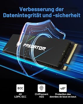 acer Predator GM7000 Gaming SSD 2TB - up to 7400 MB/s Read - M.2 2280 NVMe PCIe Gen4 with DRAM Cache Internal Solid State Drive for Laptop & Desktop PC - PS5 Compatible