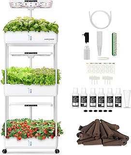 Ahopegarden Indoor Garden Hydroponics Growing System Kit: 66 Pods Plant Herb Garden Germination Kit with LED Grow Light, 3...