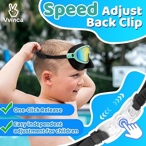 Miniatura 8 de Vvinca Gafas de natación con cubierta para la nariz, paquete de 2 máscaras de buceo de visión amplia, antivaho, UV, sin fugas, gafas de natación