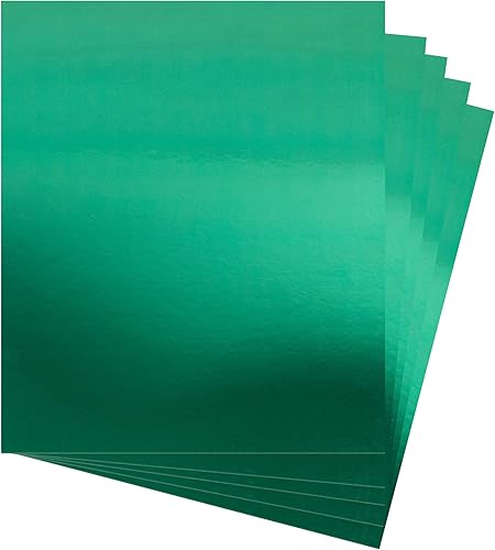 Papel de cartulina verde metálico, 60 piezas de 8.5 x 11 pulgadas (250 GSM) - Tablero de papel de aluminio verde, superficie con acabado espejo,