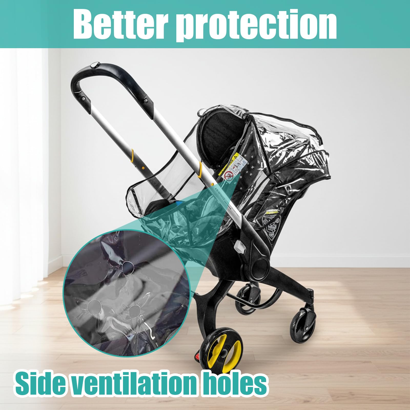 Rain Cover for Baby Stroller Pushchair rain Cover with Doona Stroller Universal pram rain Cover for Pushchair Pram Windproof Waterproof Travel Outdoor Use - Image 2